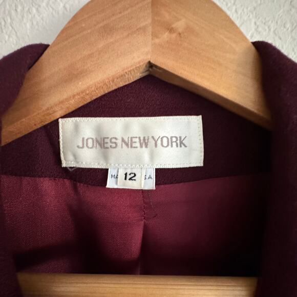 Jones New York Metro Merlot Wine Colored Long Wool Winter Coat Women's Size 12 - Picture 12 of 16